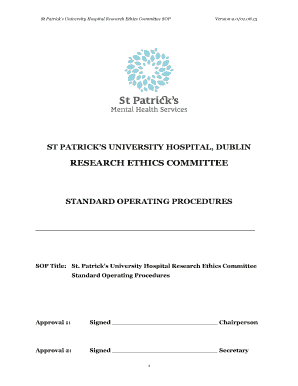 Standard operating procedure sample pdf - st patricks university hospital dublin research ethics committee standard operating procedure 2013