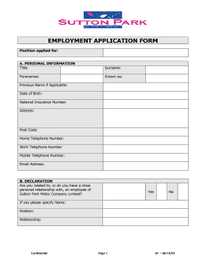 Employment Application Form