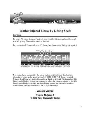 Example of 5 e's lesson plan - Worker Injured Elbow by Lifting Shaft - The Tony Mazzocchi