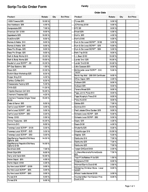 Scrip-To-Go Order Form