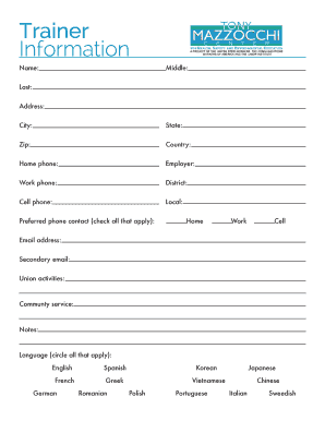 Teacher Information Form