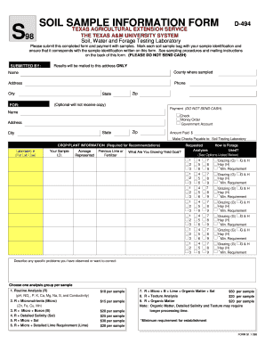 Soil Sample Information Form D-494