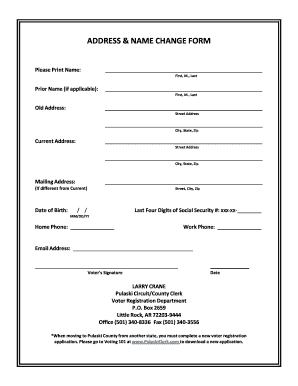 Address and Name Change Form