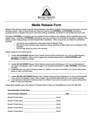 Media Release Form - Blessed Trinity Catholic School