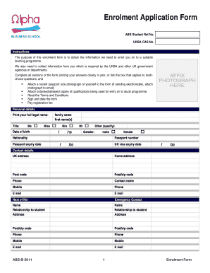 UK Student Enrolment Application Form