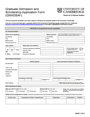 Graduate Admission and Scholarship Application Form