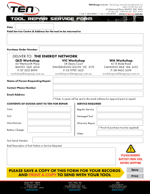 Tool Repair Request Form