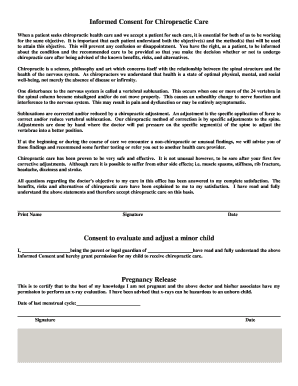 Informed Consent for Chiropractic Care