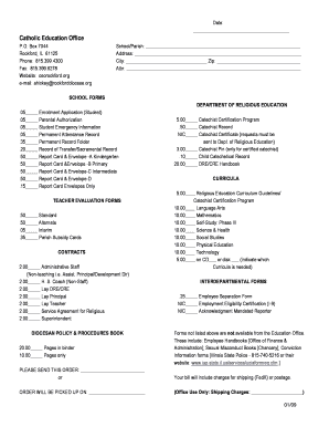 Catholic Education Office School Forms