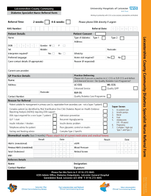 Diabetes Specialist Nurse Referral Form