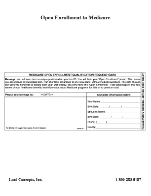Medicare Open Enrollment Qualification Request Card
