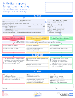 Smoking Cessation Support Form