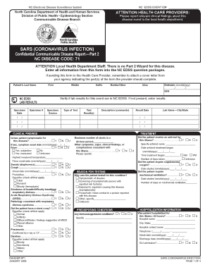 North Carolina SARS Reporting Form