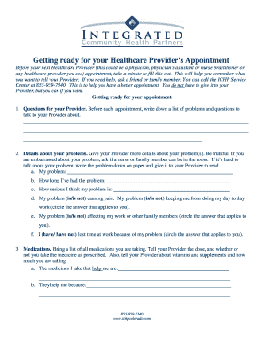 Healthcare Provider Appointment Preparation Form