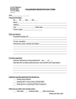 Volunteer Registration Form