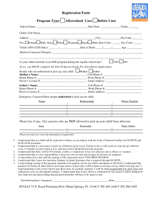 Child's likely hair color chart - Registration Form Program Type Afterschool Care Before - baes dadeschools