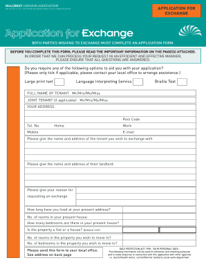 Hillcrest Housing Association Exchange Application
