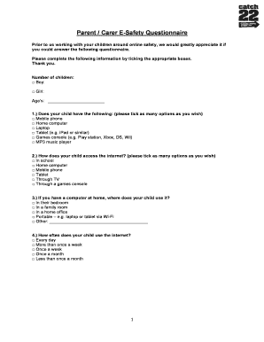Parent Carer E-Safety Questionnaire