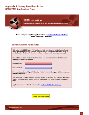 Appendix 1 Survey Questions in the bSEEDb 2011 Application Form - seed