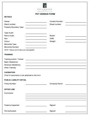Pet Census Form