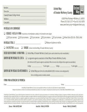 Formulario de Donación de United Way of Greater McHenry County