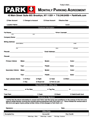 Monthly Parking Agreement