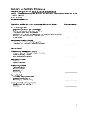 Sachliche und zeitliche Gliederung