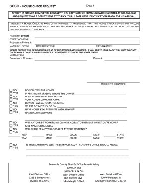 Seminole County House Check Request Form