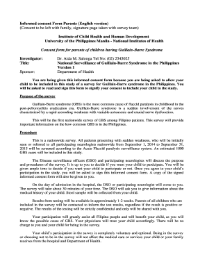 Informed Consent Form for Parents of Children with Guillain-Barre Syndrome