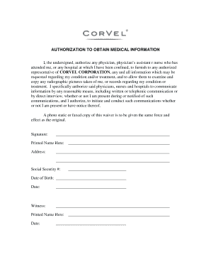 Authorization to Obtain Medical Information