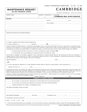 Maintenance Request Form