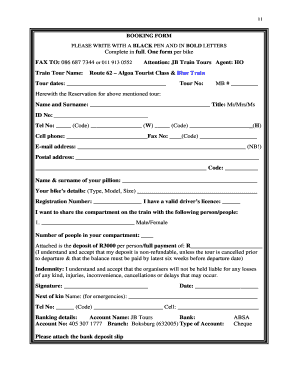Train Tour Booking Form