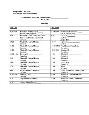 On-Campus Interview Schedule
