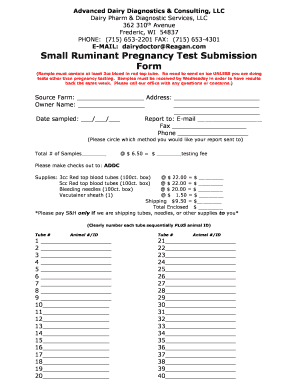 Small Ruminant Pregnancy Test Submission Form