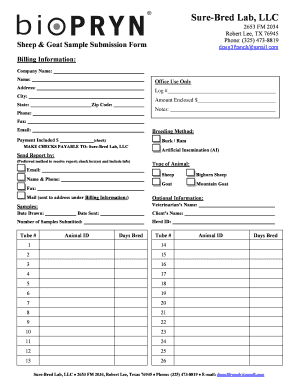 Sheep & Goat Sample Submission Form