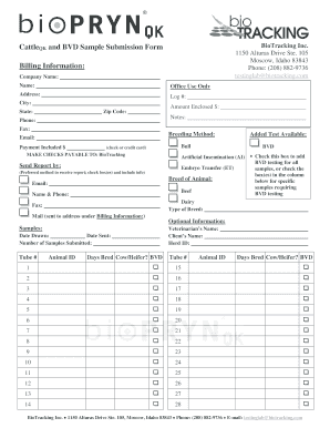 BioTracking Sample Submission Form