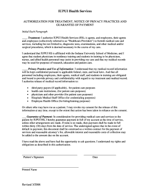 IUPUI Health Services Authorization Form
