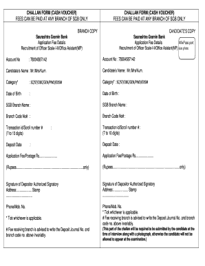 SGB Officer Recruitment Fee Challan Form