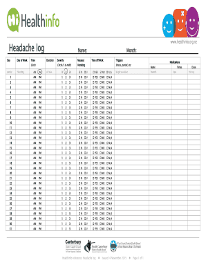 Headache Log Form