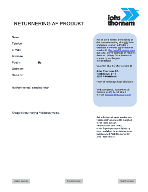 Product Return Form