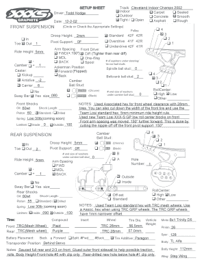 RC Car Setup Sheet