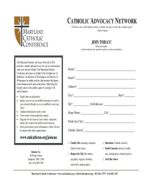 Maryland Catholic Advocacy Network Registration Form