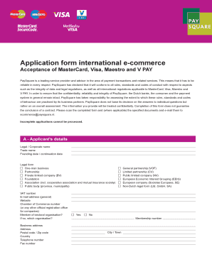 International E-commerce Merchant Application Form