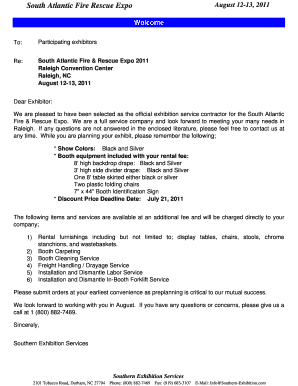 Conjugate method template - Exhibitor Service Kit 11 - South Atlantic Fire Rescue Expo