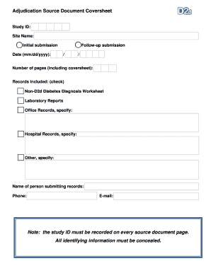 Adjudication Source Document Coversheet