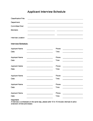 Applicant Interview Schedule Form
