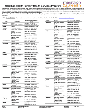 Marathon Health Primary Health Services Referral Form