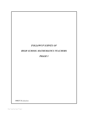 Followup Survey of High School Mathematics Teachers