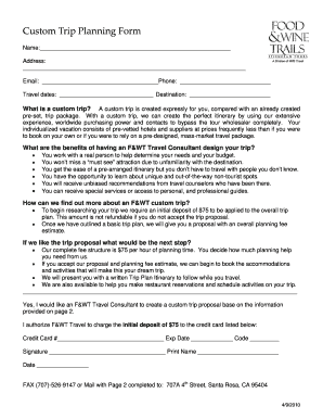 Custom Trip Planning Form