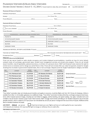 Oceania Cruises Registration Form